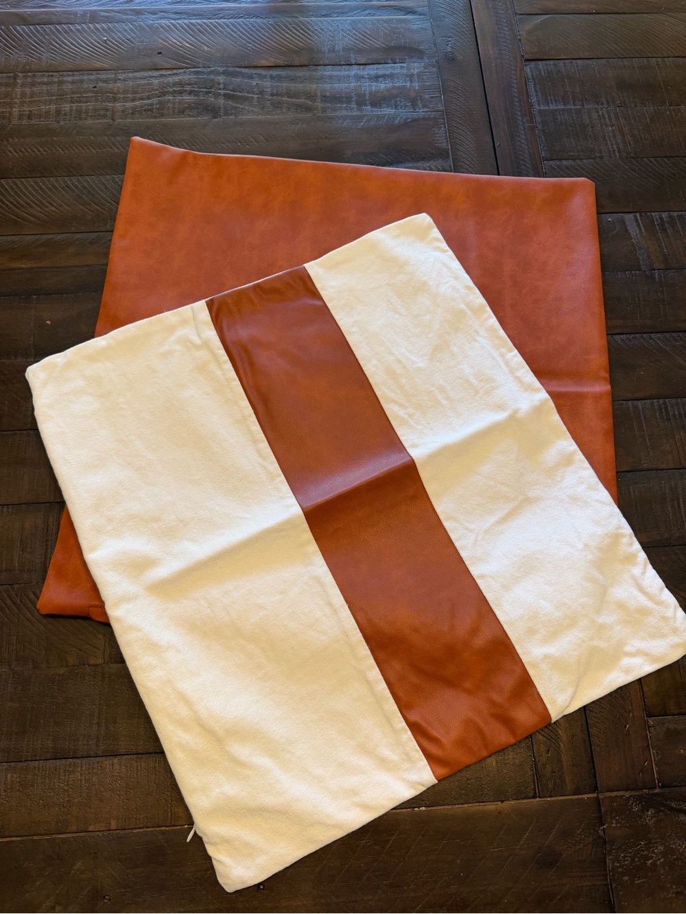 Faux Leather Canvas Throw Pillow Covers